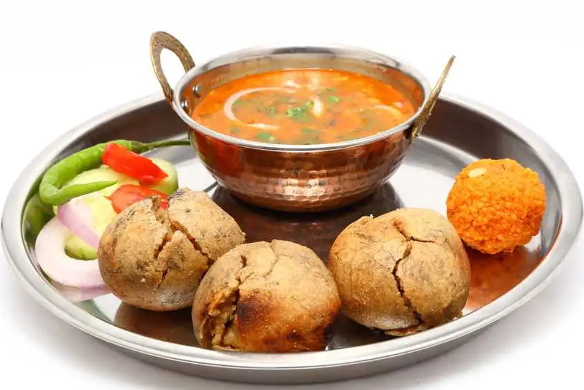 Baati with Onion Garlic Aloo